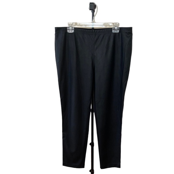Ellen Tracy Pants - Ellen Tracy Black Leather Front Leggings